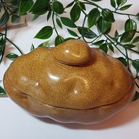 Vintage 70s 80s Ceramic Potato Sour Cream Serving Dish With Lid Retro Kitchen - Picture 8 of 10